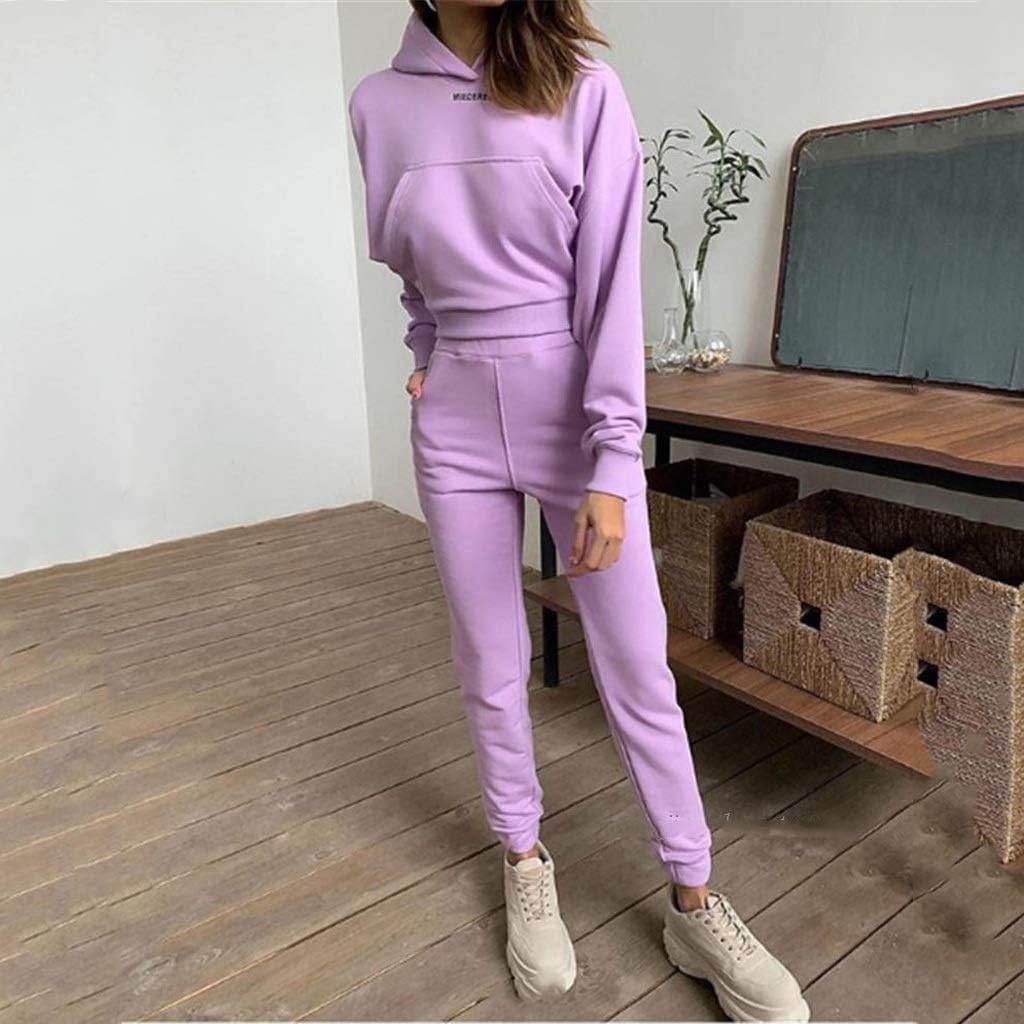 251212222644684_1 YUTRD ZCJUX 2pcs Long Sleeve Crop Top Hoodies Women Two Piece Outfits Stacked Pants Fashion Clothing Set Tracksuit (Color : B, Size : Medium) - Image 1