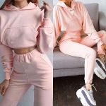 YUTRD ZCJUX 2pcs Long Sleeve Crop Top Hoodies Women Two Piece Outfits Stacked Pants Fashion Clothing Set Tracksuit (Color : B, Size : Medium) - Image 2