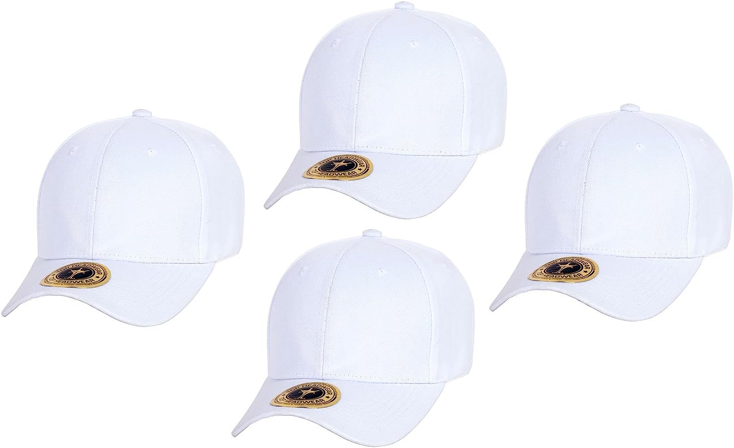 251212222644801_1 TopHeadwear Structured Adjustable Baseball Hat, White 4 Pack - Image 1