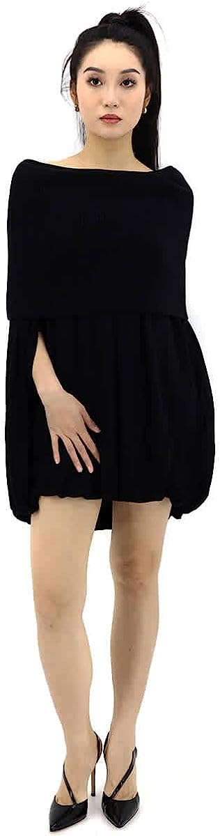 251212222644861_1 BURBERRY Black Wool and Crepe Off-The-Shoulder Dress, Brand Size 2 (US Size 0) - Image 1