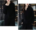 Walnut Casual Wide-Legged Pants Knitted Suit Autumn and Winter Loose Wool Sweater Top High-Waisted Pants Two-Piece Suit (Color : D, Size : M Code) - Image 5