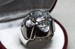 Rare 7 Carat Big Diamond Cut Fire Moissanite Mens Heavy Sterling Silver 925 Handmade Ring Gift for Him Anniversary Ring (9) - Image 2