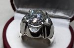Rare 7 Carat Big Diamond Cut Fire Moissanite Mens Heavy Sterling Silver 925 Handmade Ring Gift for Him Anniversary Ring (9) - Image 5