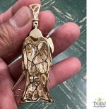 10K Yellow Gold Diamond Santa Muerte Grim Reaper Pendant For Men and Women | 2.9 x 0.9 inch Round Cut Real White Diamond Holy Death Santa Muerte Mens Pendant 0.20 CT | Unisex Custom Jewelry Gift for Him - Image 4