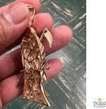 10K Yellow Gold Diamond Santa Muerte Grim Reaper Pendant For Men and Women | 2.9 x 0.9 inch Round Cut Real White Diamond Holy Death Santa Muerte Mens Pendant 0.20 CT | Unisex Custom Jewelry Gift for Him - Image 5