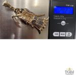 10K Yellow Gold Diamond Santa Muerte Grim Reaper Pendant For Men and Women | 2.9 x 0.9 inch Round Cut Real White Diamond Holy Death Santa Muerte Mens Pendant 0.20 CT | Unisex Custom Jewelry Gift for Him - Image 9