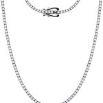 Poshadime 4.23 Carat Natural Diamond Tennis Necklace In 14K White Gold For Women's Jewelry (Diamond Clarity_i2 & Color -H) 18" In Necklace