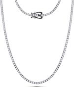 Poshadime 4.23 Carat Natural Diamond Tennis Necklace In 14K White Gold For Women's Jewelry (Diamond Clarity_i2 & Color -H) 18" In Necklace