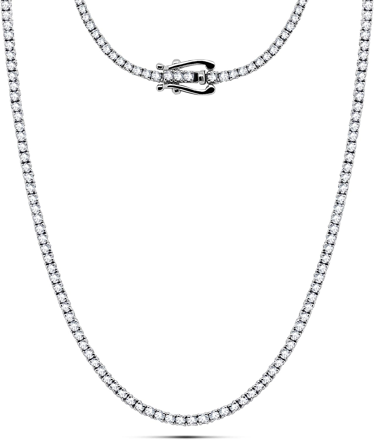 251024104955883_1 Poshadime 4.23 Carat Natural Diamond Tennis Necklace In 14K White Gold For Women's Jewelry (Diamond Clarity_i2 & Color -H) 18" In Necklace - Image 1