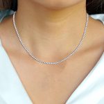Poshadime 4.23 Carat Natural Diamond Tennis Necklace In 14K White Gold For Women's Jewelry (Diamond Clarity_i2 & Color -H) 18" In Necklace - Image 5