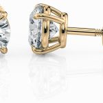 2.00 Carat (E-F Color, VS1 - VS2 Clarity) IGI Certified Round Lab Grown Diamond Stud Earrings in 14K Yellow Gold