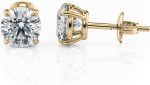 2.00 Carat (E-F Color, VS1 - VS2 Clarity) IGI Certified Round Lab Grown Diamond Stud Earrings in 14K Yellow Gold