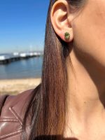 1/5 Carat Diamond and 1 2/3 Carat Green Peridot Oval Halo Stud Earrings for Women in 14k Yellow Gold (G-H, SI1-SI2 / VS2-SI1, cttw) Push Back Studs by LeVian - Image 3