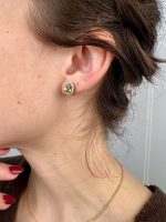 1/5 Carat Diamond and 1 2/3 Carat Green Peridot Oval Halo Stud Earrings for Women in 14k Yellow Gold (G-H, SI1-SI2 / VS2-SI1, cttw) Push Back Studs by LeVian - Image 4