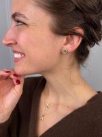 1/5 Carat Diamond and 1 2/3 Carat Green Peridot Oval Halo Stud Earrings for Women in 14k Yellow Gold (G-H, SI1-SI2 / VS2-SI1, cttw) Push Back Studs by LeVian - Image 5