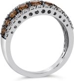 1 1/4 Carat White and Chocolate Diamond Band Ring for Women in 14k White Gold (Fancy Brown, cttw) Promise Anniversary Ring Size 5 to 10 by LeVian - Image 2