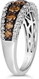 1 1/4 Carat White and Chocolate Diamond Band Ring for Women in 14k White Gold (Fancy Brown, cttw) Promise Anniversary Ring Size 5 to 10 by LeVian - Image 3