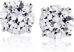 Certified Natural Diamond Stud Earrings for Women 14 Karat Gold Round Brilliant Shaped Earrings 4 Prong Setting with Screw Back and Posts Studs Fine Jewelry for Women
