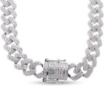 SAVEARTH DIAMONDS Certified 20 Cttw to 26 Cttw Round Cut Lab Created Moissanite Diamond 12MM Width Cuban Chain Necklace In 14k Gold Over Sterling Silver 18" to 24" Length, G-H/VVS1 - Image 2