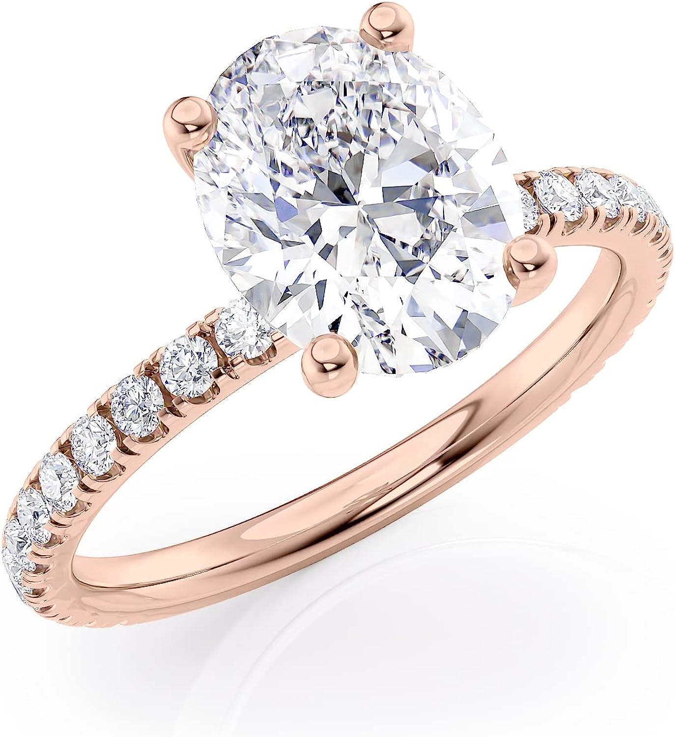 251024105051947_1 Beverly Hills Jewelers 2 Carat Oval Moissanite Engagement Ring with 1/4 Carat Round Natural Diamond in 14K White Gold (G-H/VS, G-H/SI, cttw, DEW) Anniversary Promise Ring for Women Size 4 to 11 - Image 1