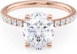 Beverly Hills Jewelers 2 Carat Oval Moissanite Engagement Ring with 1/4 Carat Round Natural Diamond in 14K White Gold (G-H/VS, G-H/SI, cttw, DEW) Anniversary Promise Ring for Women Size 4 to 11 - Image 2
