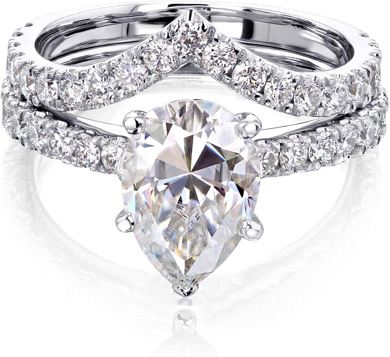251024105215667_1 Kobelli 2.1ct Pear Moissanite Chevron Bridal (HI/VS) - Image 1