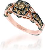 1/2 to 1 1/5 Carat White and Chocolate Diamond Round or Cushion Shaped Halo Ring for Women in 14k Yellow or Rose Gold (G-H/Fancy Brown, VS2-SI1, cttw) Promise Anniversary Ring Size 4 to 10.5 by LeVian