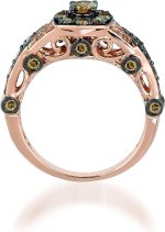 1/2 to 1 1/5 Carat White and Chocolate Diamond Round or Cushion Shaped Halo Ring for Women in 14k Yellow or Rose Gold (G-H/Fancy Brown, VS2-SI1, cttw) Promise Anniversary Ring Size 4 to 10.5 by LeVian - Image 2