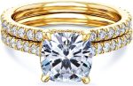 Kobelli 2ct Cushion Moissanite Drop Halo Bridal Set (HI/VS)
