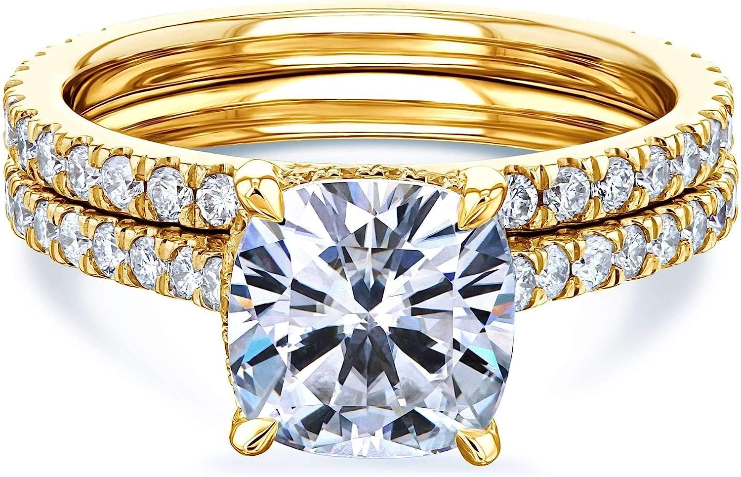 251024105241480_1 Kobelli 2ct Cushion Moissanite Drop Halo Bridal Set (HI/VS) - Image 1