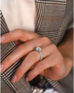 Kobelli 2ct Cushion Moissanite Drop Halo Bridal Set (HI/VS) - Image 2