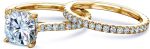 Kobelli 2ct Cushion Moissanite Drop Halo Bridal Set (HI/VS) - Image 4