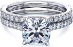 Kobelli 2ct Cushion Moissanite Drop Halo Bridal Set (HI/VS) - Image 5