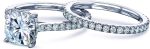 Kobelli 2ct Cushion Moissanite Drop Halo Bridal Set (HI/VS) - Image 7