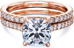 Kobelli 2ct Cushion Moissanite Drop Halo Bridal Set (HI/VS) - Image 8