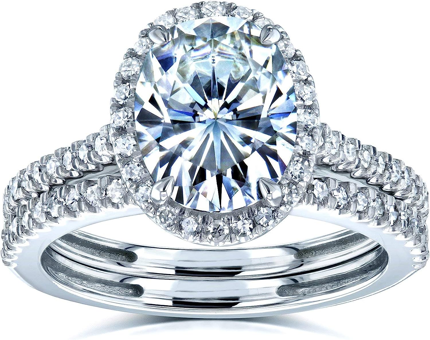 251024105241501_1 Kobelli Oval Moissanite Halo Bridal Rings Set 2 3/8 CTW 14k White Gold - Image 1