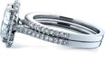 Kobelli Oval Moissanite Halo Bridal Rings Set 2 3/8 CTW 14k White Gold - Image 4