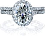 Kobelli Oval Moissanite Halo Bridal Rings Set 2 3/8 CTW 14k White Gold - Image 5