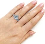 Kobelli Oval Moissanite Halo Bridal Rings Set 2 3/8 CTW 14k White Gold - Image 6