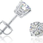 AGS Certified 1ct TW Round REAL Diamond Solitaire Stud Earrings in REAL 14K Yellow Gold or 14K White Gold with Screw Backs