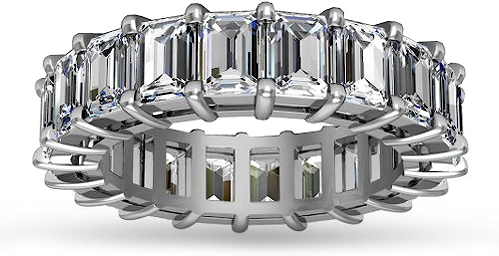 251024154800015_1 Madina Jewelry 5.00 ct Emerald Cut Diamond Eternity Wedding Band Ring in 14 kt White Gold - Image 1
