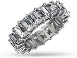 Madina Jewelry 5.00 ct Emerald Cut Diamond Eternity Wedding Band Ring in 14 kt White Gold - Image 2