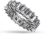 Madina Jewelry 5.00 ct Emerald Cut Diamond Eternity Wedding Band Ring in 14 kt White Gold - Image 3
