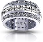 Madina Jewelry 5.00 ct Ladies Three Row Princess and Round Cut Diamond Eternity Wedding Band in Platinum