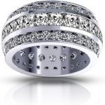 Madina Jewelry 5.00 ct Ladies Three Row Princess and Round Cut Diamond Eternity Wedding Band in Platinum
