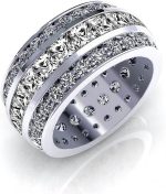 Madina Jewelry 5.00 ct Ladies Three Row Princess and Round Cut Diamond Eternity Wedding Band in Platinum - Image 2