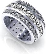 Madina Jewelry 5.00 ct Ladies Three Row Princess and Round Cut Diamond Eternity Wedding Band in Platinum - Image 3