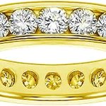 VIP JEWELRY ART 14K Yellow Gold Round Diamond Eternity Anniversary Wedding Band in Channel Setting (1,65-2.25 CT TDW)