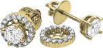 Dazzlingrock Collection 1.00 Carat (ctw) Round White Diamond Halo Screwback Stud Earrings with Detachable Jackets for Women | Available in 10K/14K/18K Gold