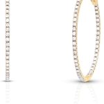 Femme Luxe 1.00 cttw Diamond Inside-Outside Large Hoop Earrings for Women, 14K Yellow Gold, Hypoallergenic, Giftable Jewelry (Diamond Color: GH, Clarity: I2)